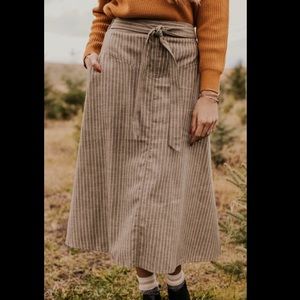 Roolee Driggs striped midi skirt